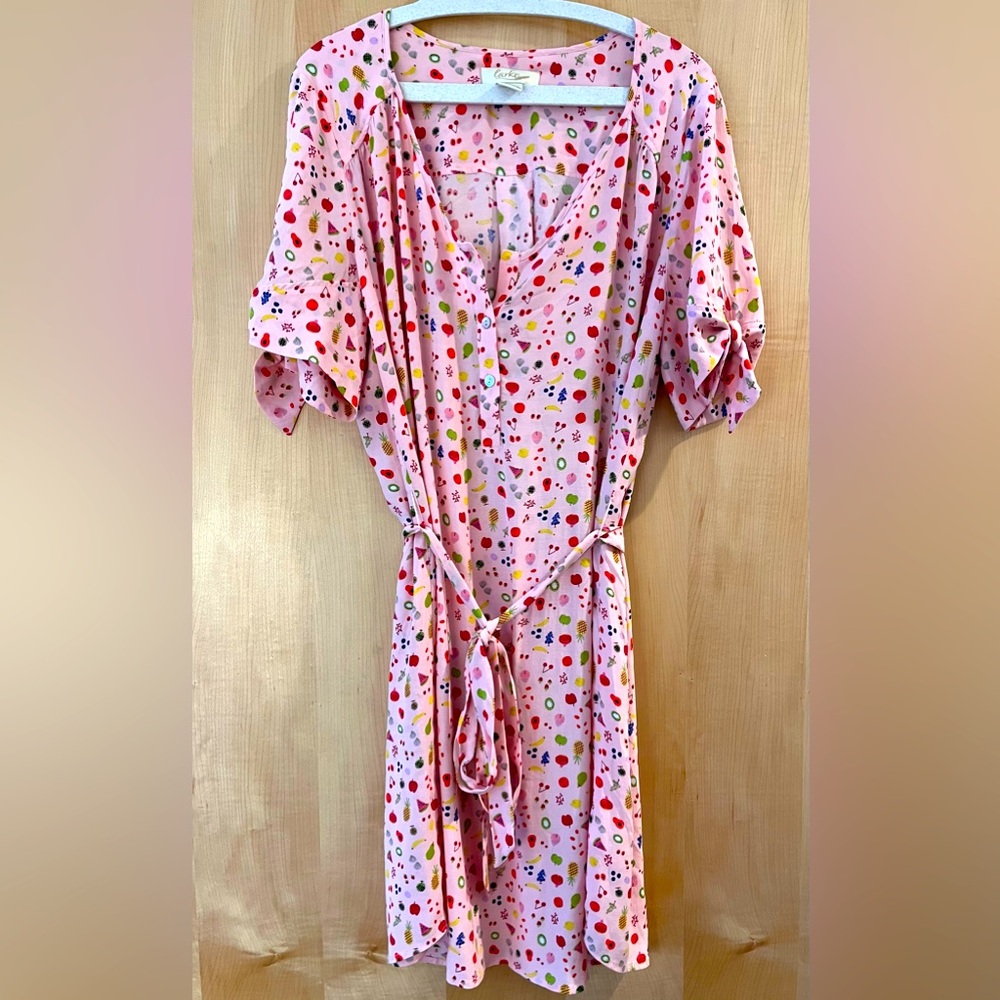 GUC Larke Self-Tie Pink Fruit Print Dress in Size Large